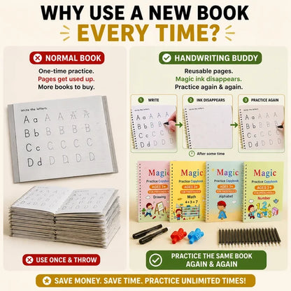 Handwriting Books - Set of 4 + Pen Set | Best Gift for Kids