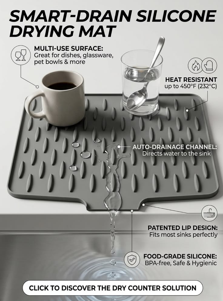 Silicone Dish Drying Mat for Kitchen