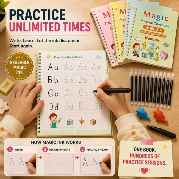 Handwriting Books - Set of 4 + Pen Set | Best Gift for Kids