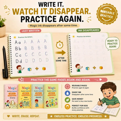 Handwriting Books - Set of 4 + Pen Set | Best Gift for Kids